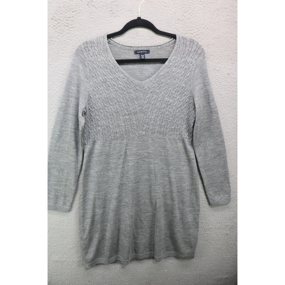 Land's End 100% Merino Wool Long Sleeve Sweater Dress-M/P-Soft-Minimalist